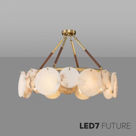 Loft Industry Modern - Leather&Marble Circle Chandelier